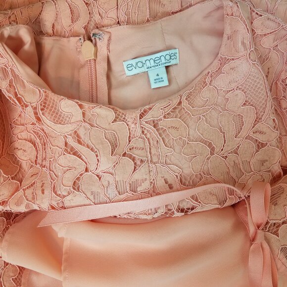 Gorgeous Peach Corded Lace Wiggle Cocktail Dress by Eva Mendes Women's Size 4 - Picture 10 of 10